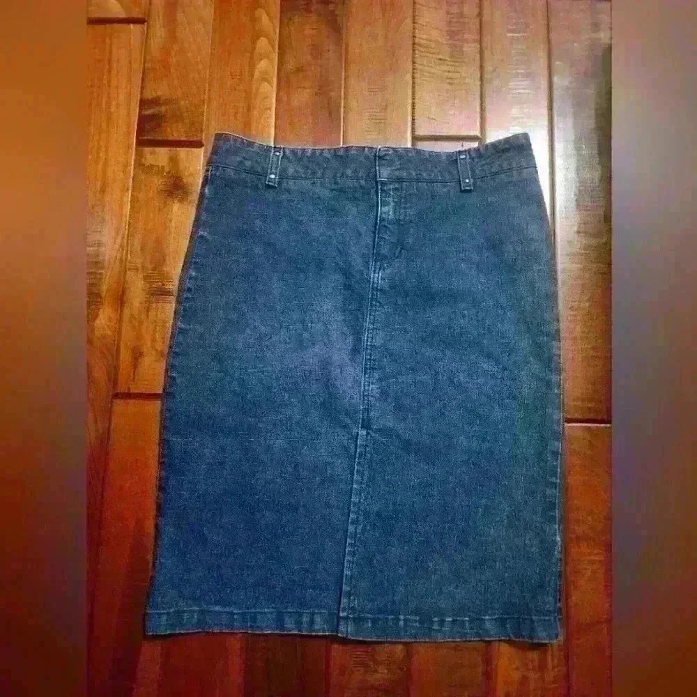 Vintage 90's Hurley Girlie size 3 blue denim knee length low rider skirt